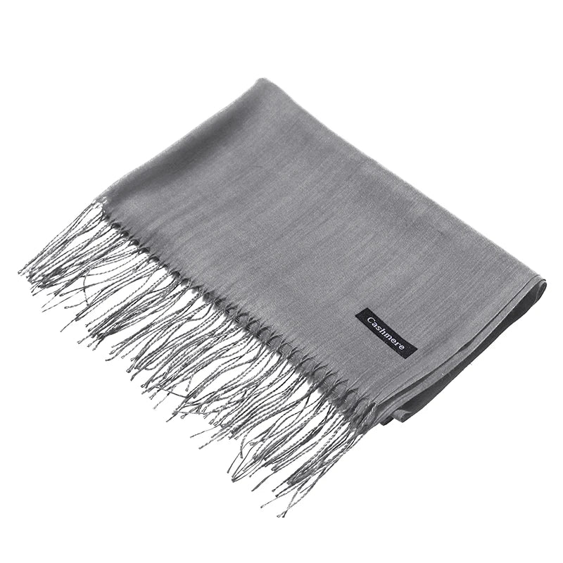 Fashion Solid Color 2024 Women Scarf Winter Hijabs Tassels Long Lady Shawls Cashmere Like Pashmina Bandana Scarves Wraps Echarpe