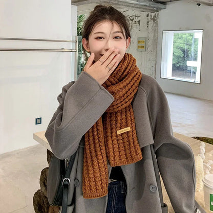 【Buy 1 Get 2】Couple Scarf Thickened Thermal Wool Knitting INS Korean Knit Thick Scarves Women Men Unisex Solid All-Match Scarves