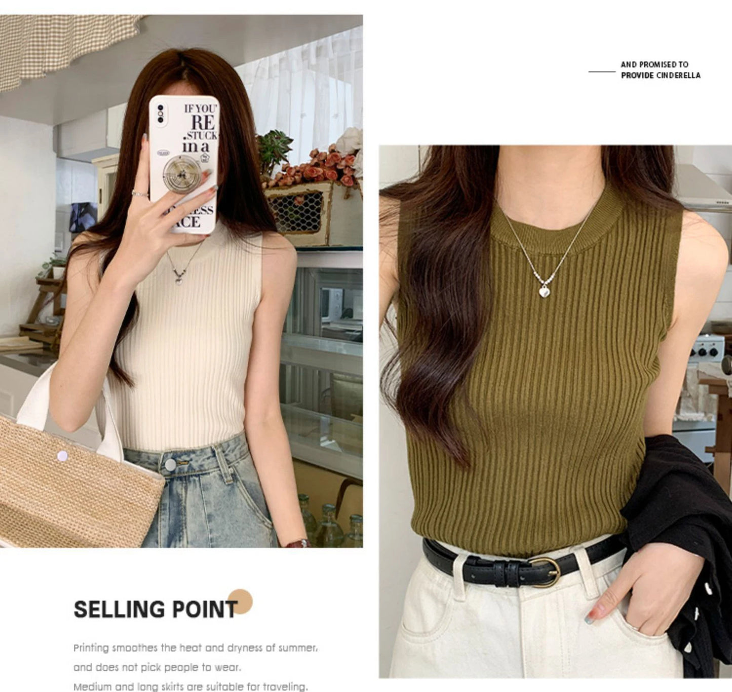 AOSSVIAO 2024 Korea Knitted Vests Women Top O-neck Solid Tank Blusas Y2K Summer New Fashion Female Sleeveless Casual Thin Tops