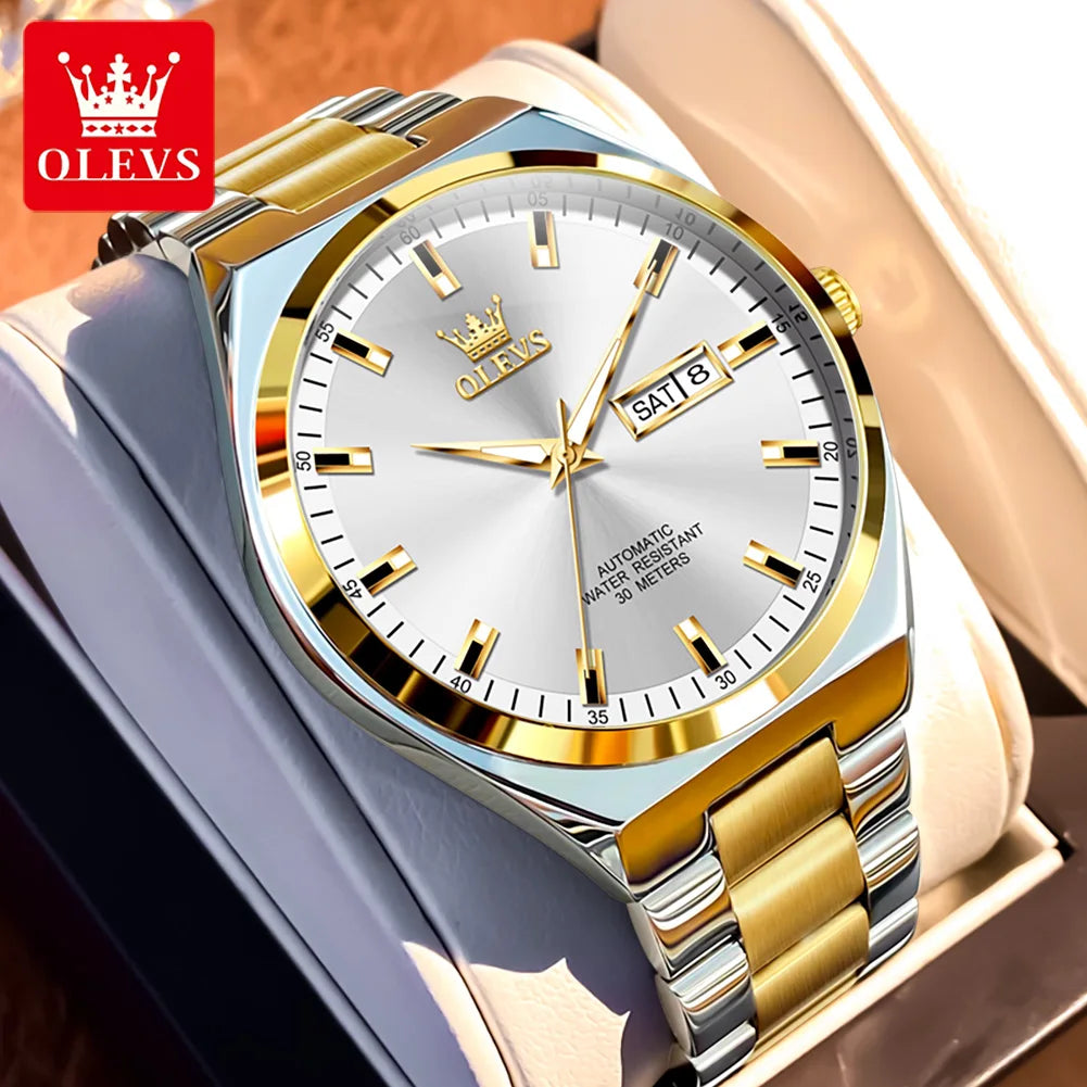 OLEVS 9907 Luxury Man Watch New Multi functional Simplicity Dual Calendar Original Full Automatic Mechanical Men's Wristwatches