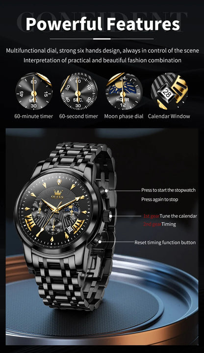 OLEVS NEW Luxury Brand Quartz Watch For Men Stainless Steel 30M Waterproof Men Wristwatches Chronograph Business Man Watch 2892