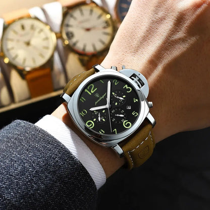 POEDAGAR Luxury Military Watch For Men Waterproof Luminous Date Chronograph Man Watch Sports Casual Leather Men's Quartz Watches