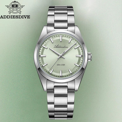 ADDIESDIVE 36mm Luxury Man Watch VH31 BGW9 Super Luminous 316L Stainless Steel Bubble Mirror Glass 100m Waterproof Quartz Watch