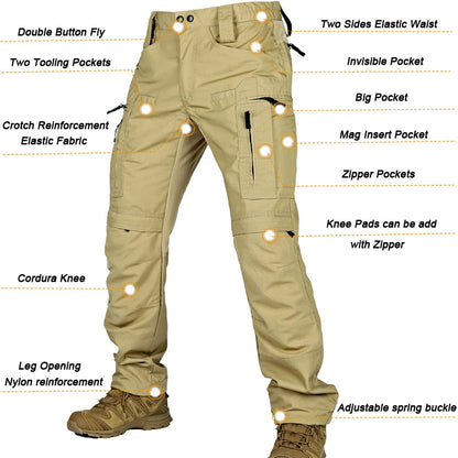 Men's Military Tactics P40 Pants Multi-pocket Zipper Elastic Waist Trousers Men Outdoor Sports Rock Climbing and Hunting Pants