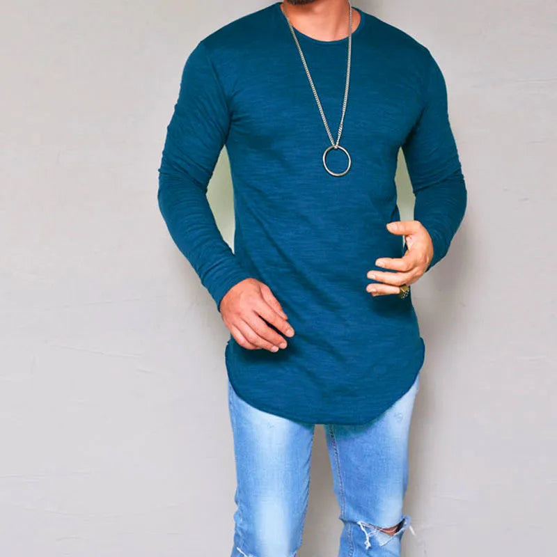 Men's T-Shirts Lycra S-3Xl Long Sleeved Men T Shirt Pure Color Casual Mens Long Sleeve Man T-Shirt for Male