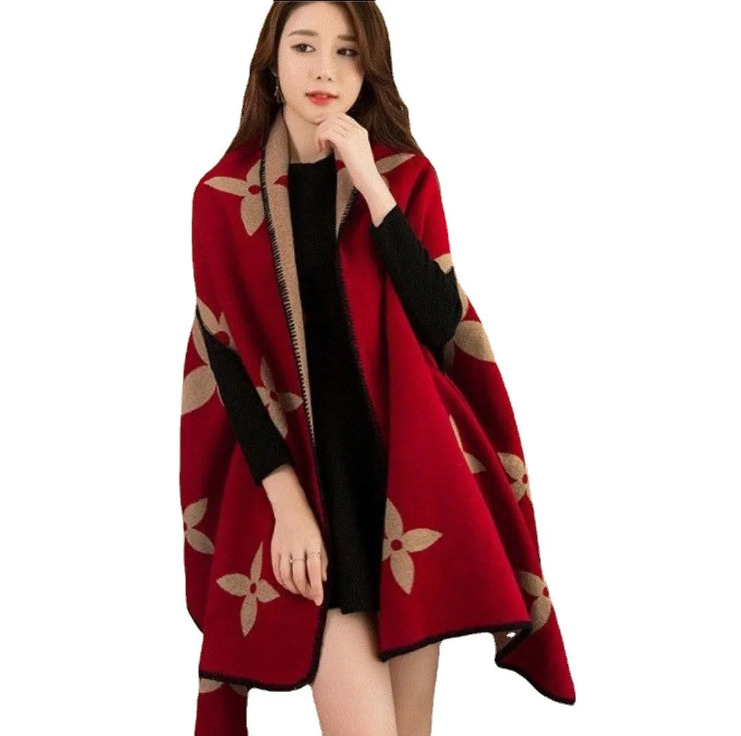 Luxury Shawl Women's Outer Wear Thickened Cashmere High-end Autumn and Winter Scarf Dual-use 2023 New Cloak Cloak Coat