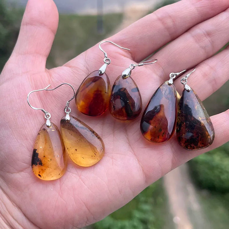 Real Amber Earrings for Women 925 Sterling Silver Gorgeous Dangling Stud Earrings Baltic 2025 New Unique Amber Jewelry Factory