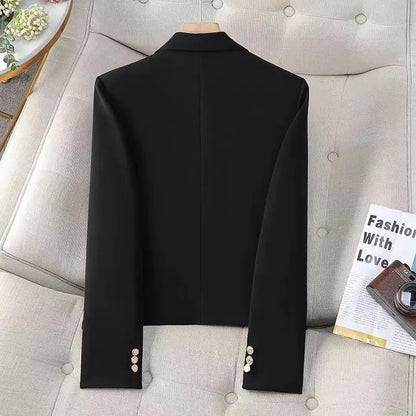 Women's Jacket Chic Elegant All Match Casual Office Work Solid Chic Single Button Business Design Fashion Jacket Top