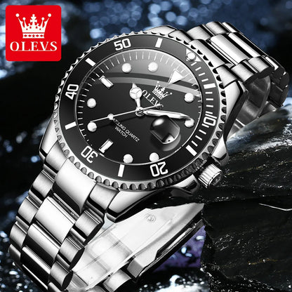 OLEVS Top Original Quartz Watch for Men Diving Series Stainles Steel Waterproof Man Watch Fashion Luxury Brand Men's Wristwatch