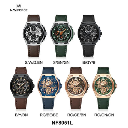 NAVIFORCE Man Watch High Quality Waterproof Chronograph Luminous Men's Wristwatch Leather Luxury Quartz Watches Casual Clock