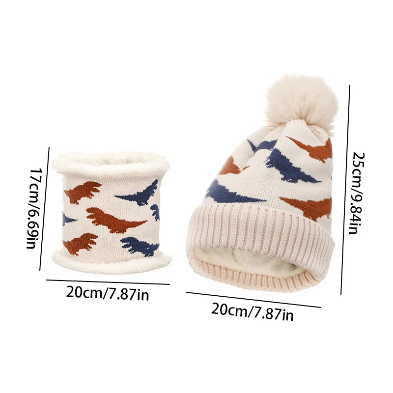 2024 New Kids Winter Beanie Hat Scarf Set Fleece Lined Hat Woolen Scarf Warm Knit Thick Hat For Boys Girls 2-8Y Hat Scarf Set