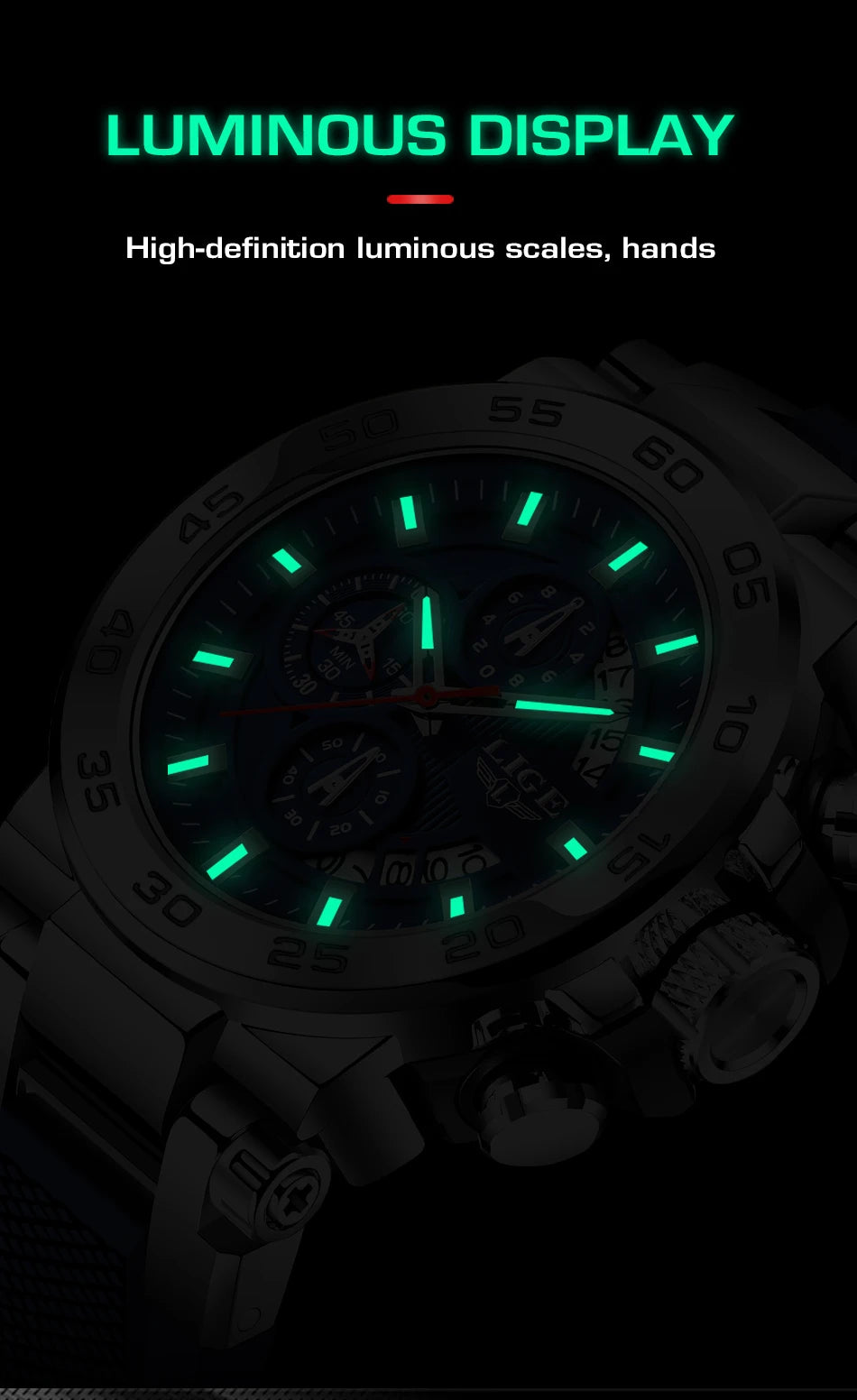 LIGE Casual Sport Quartz Man Watch Outdoor Fashion Silicone Watches for Men Waterproof Luminous Date Military Wristwatches Reloj