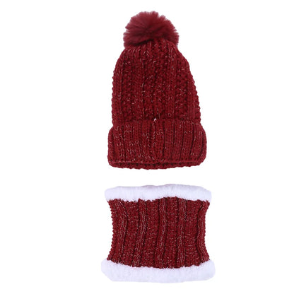 Warm Winter Skullies Beanies Knitted Hat Women Brand High Quality Winter Women Ball Ski Wool Fur Hat Pompoms Hats Knitted Scarf