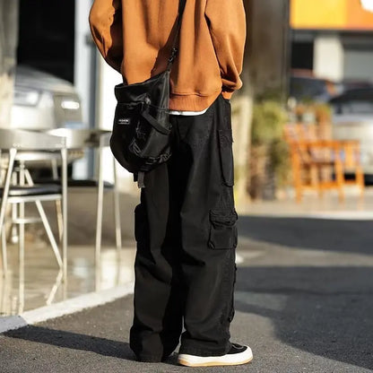 Street Popular Multi-pocket Overalls Men's Harajuku Style Loose Casual Pants High Street Retro Women’s Slacks Hip Hop Trousers