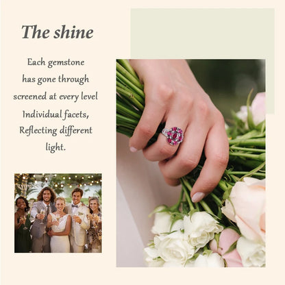 GZ ZONGFA Genuine 925 Sterling Silver for Women Ring 3 Carats Natural Purple Garnet Gemstone Flower Ring Gift Fine Jewelry