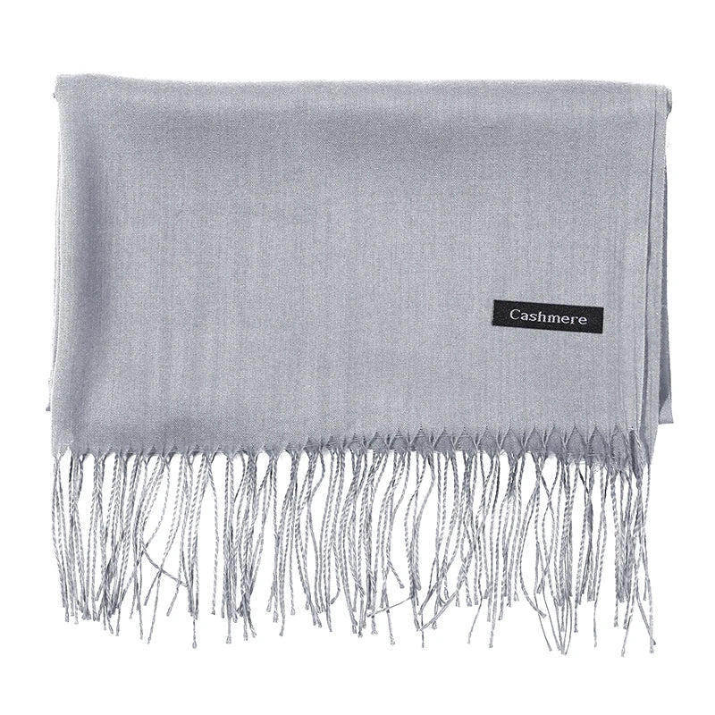 Fashion Solid Color 2024 Women Scarf Winter Hijabs Tassels Long Lady Shawls Cashmere Like Pashmina Bandana Scarves Wraps Echarpe