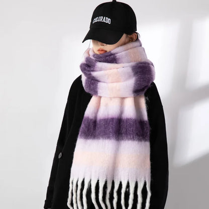 2023 Winter Plaid Cashmere Scarf Fall Shawl Korean Style Gradient Scarves Blanket Scarf without Tag