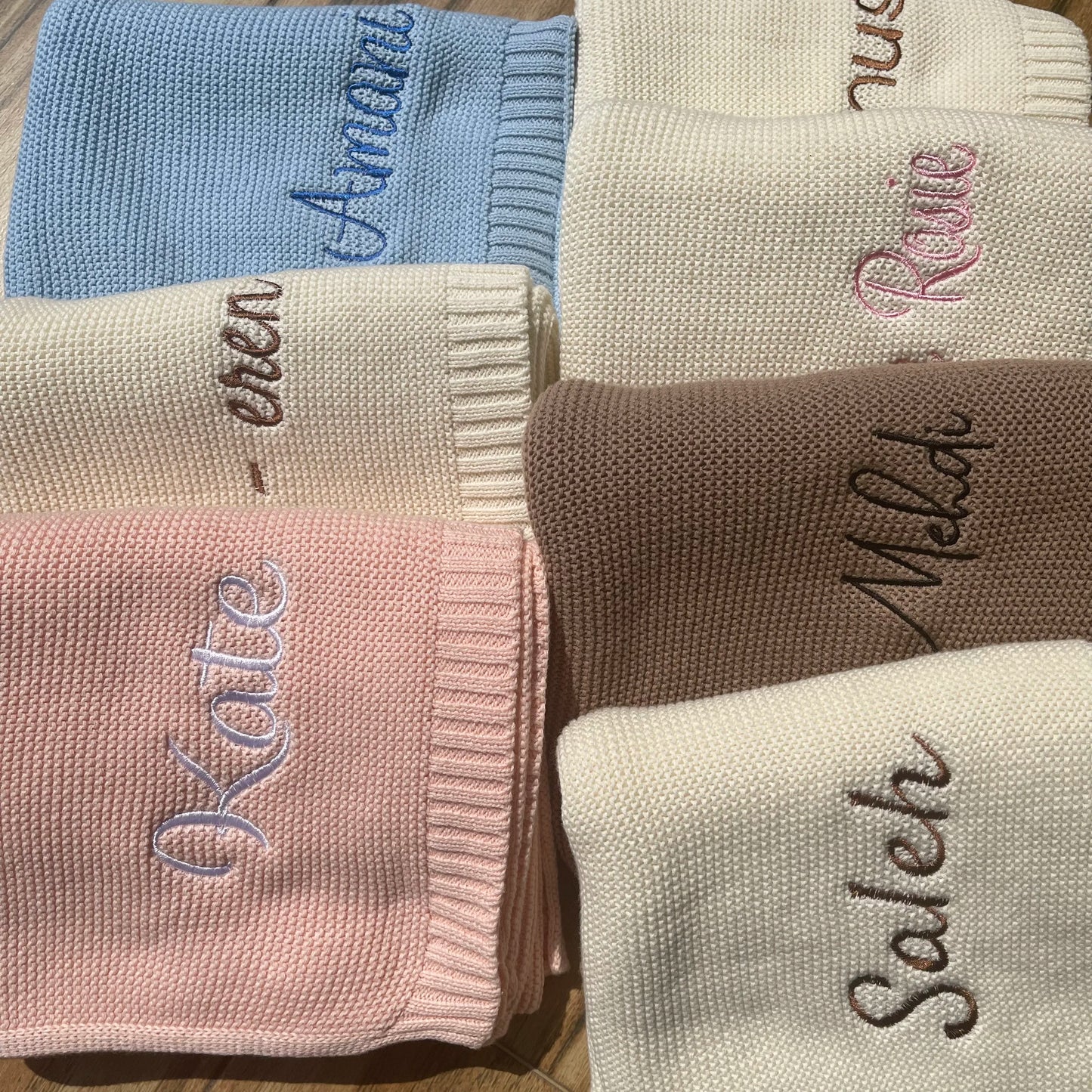 Baby Blanket,Personalized Embroidered Name,Stroller Blanket,Newborn Baby Gift ,Soft Breathable Cotton Knit, Baby Shower Gift