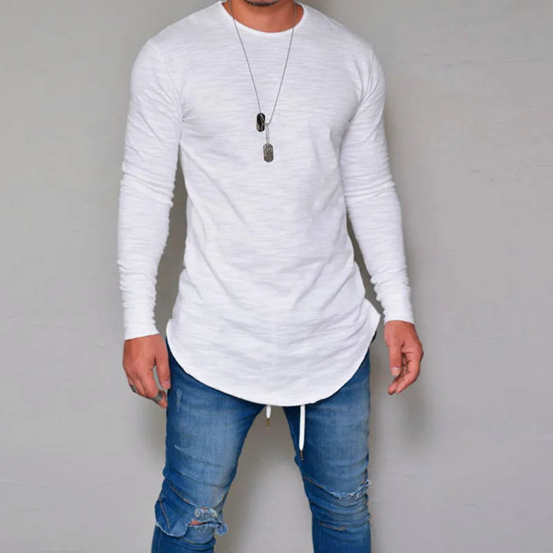 Men's T-Shirts Lycra S-3Xl Long Sleeved Men T Shirt Pure Color Casual Mens Long Sleeve Man T-Shirt for Male