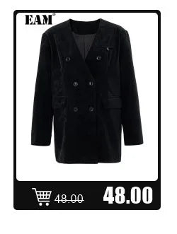 [EAM] Women Black Organza Ruffles Big Size Blazer New Lapel Long Sleeve Loose Fit Jacket Fashion Spring Autumn 2024 1DE392101