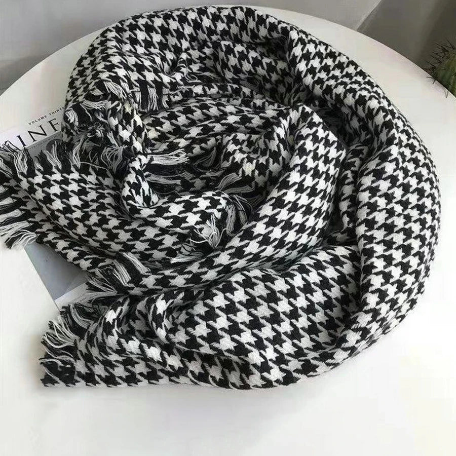 Knitted Scarf Women's Winter Korean Edition Versatile Shawl Wrapped with Warm Scarf Cover Classic Fashion Brand