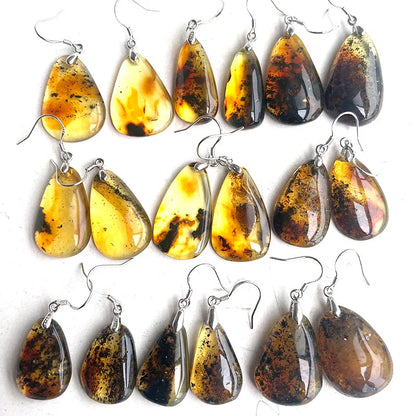 Real Amber Earrings for Women 925 Sterling Silver Gorgeous Dangling Stud Earrings Baltic 2025 New Unique Amber Jewelry Factory