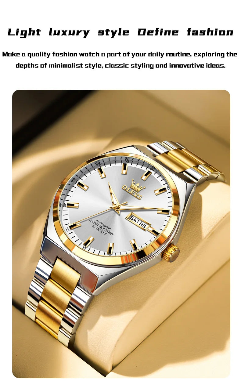 OLEVS 9907 Luxury Man Watch New Multi functional Simplicity Dual Calendar Original Full Automatic Mechanical Men's Wristwatches