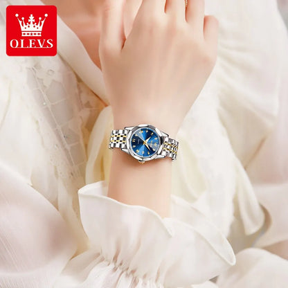 OLEVS Top Brand Women's Watches Elegant Rhombus Mirror Original Quartz Ladies Wristwatch Stainless Waterproof Diamond Wristwatch