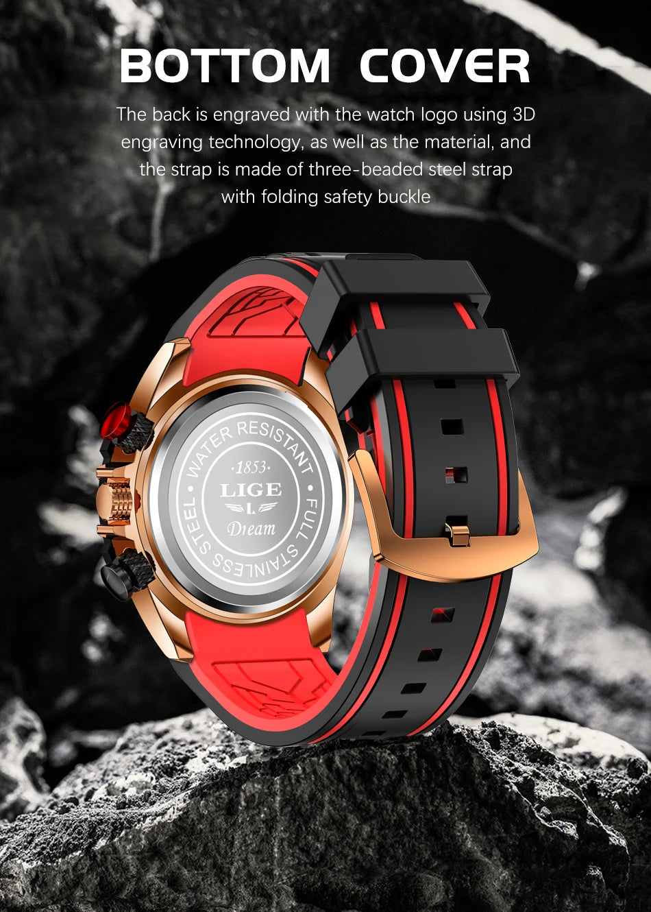 LIGE New Fashion  Man Watch Top Brand Luxury Clocks Casual Sports Silicone Strap Chronograph Waterproof Quartz Male Watches Date