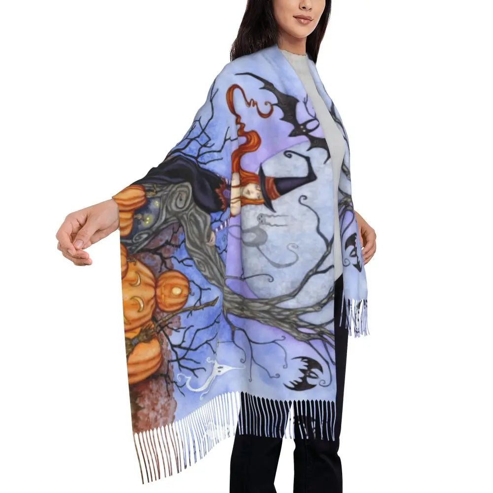 Printed The Major Arcana Of Tarot Vintage Patchwork Scarf Men Women Winter Fall Warm Scarves Occult Witch Spiritual Shawl Wrap