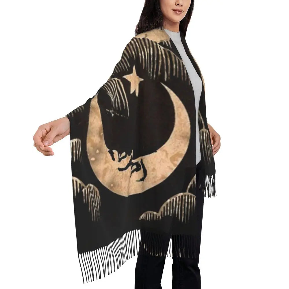 Printed The Major Arcana Of Tarot Vintage Patchwork Scarf Men Women Winter Fall Warm Scarves Occult Witch Spiritual Shawl Wrap