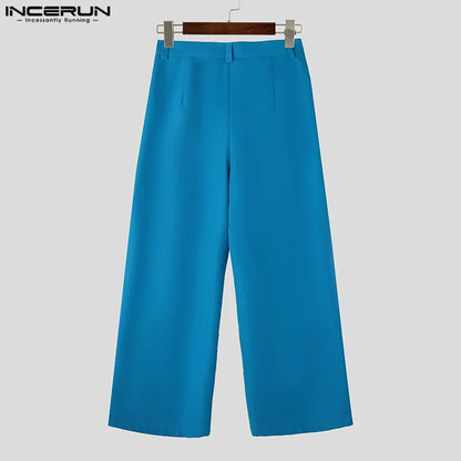 INCERUN 2024 American Style Trousers Fashion Men Deconstruction Design Solid Ribbon Pants Casual Streetwear Male Pantalons S-5XL