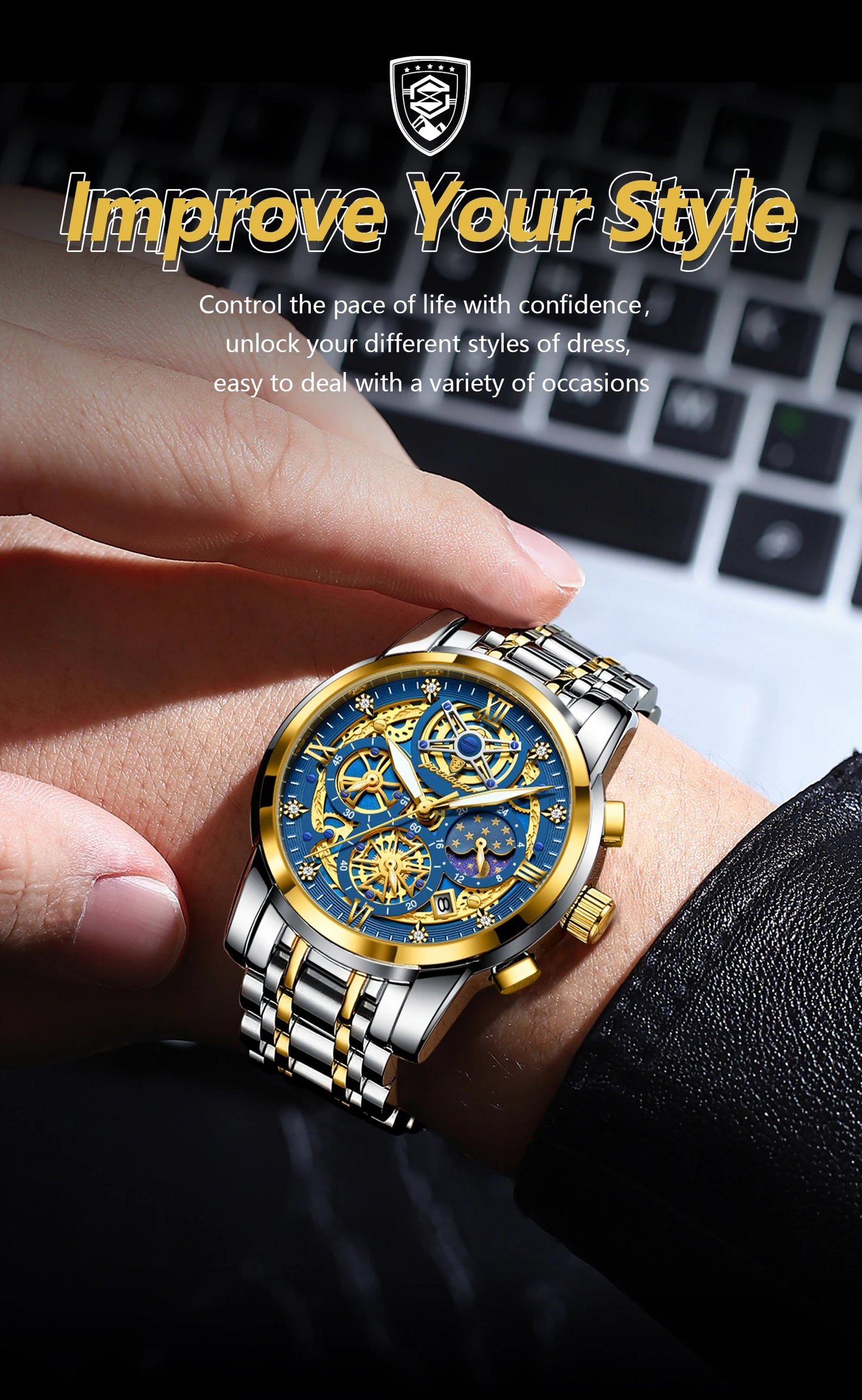 POEDAGAR Luxury High Quality Man Watch Waterproof Luminous Chronograph Date Men Watch Stainless Steel Quartz Men's Watches Reloj