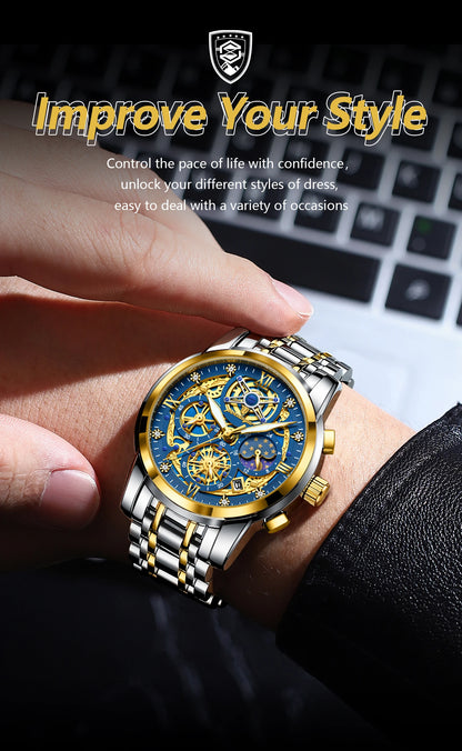 POEDAGAR Luxury High Quality Man Watch Waterproof Luminous Chronograph Date Men Watch Stainless Steel Quartz Men's Watches Reloj