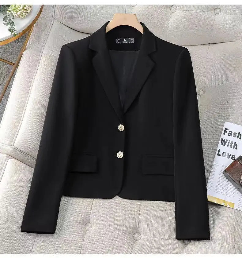 Women's Jacket Chic Elegant All Match Casual Office Work Solid Chic Single Button Business Design Fashion Jacket Top