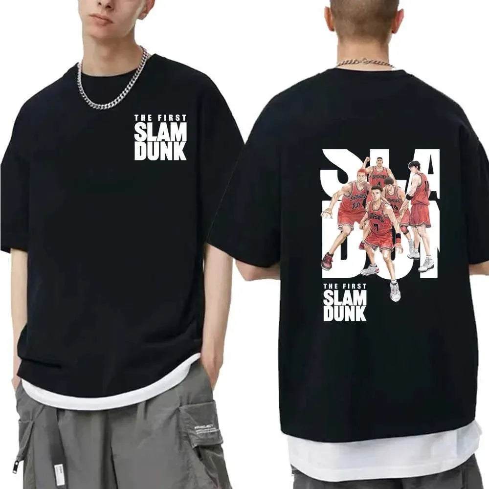 Streetwear Men's Japanese Anime The First Slam Dunk Man T-Shirt Slam Dunk Shohoku Basketball Team Sakuragi Hanamichi Print Tee