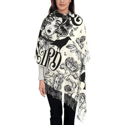 Printed The Major Arcana Of Tarot Vintage Patchwork Scarf Men Women Winter Fall Warm Scarves Occult Witch Spiritual Shawl Wrap