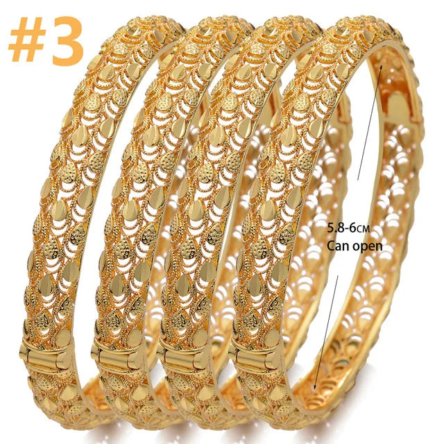 Moroccan Gold Color Bangles  For Women Men Arabic Ethnic Wedding Little Bit Bracelet Jewelry Dubai Bangles Family Gift