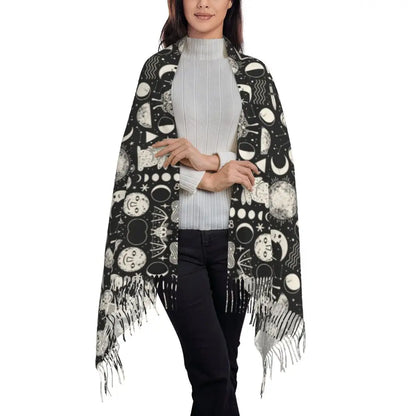 Printed The Major Arcana Of Tarot Vintage Patchwork Scarf Men Women Winter Fall Warm Scarves Occult Witch Spiritual Shawl Wrap