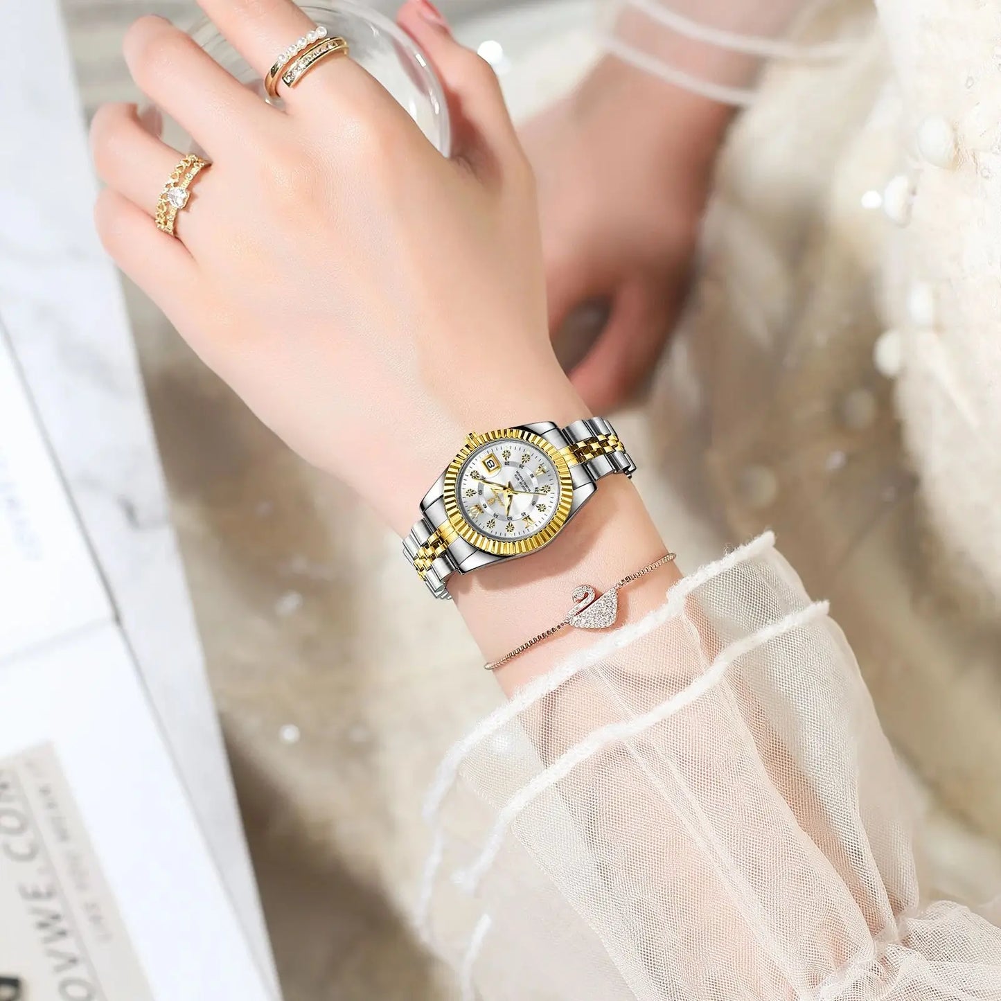 POEDAGAR Luxury Watch For Woman Luminous Waterproof Date Stainless Steel Ladies Watch Fashion Casual Quartz Women's Watches Gift