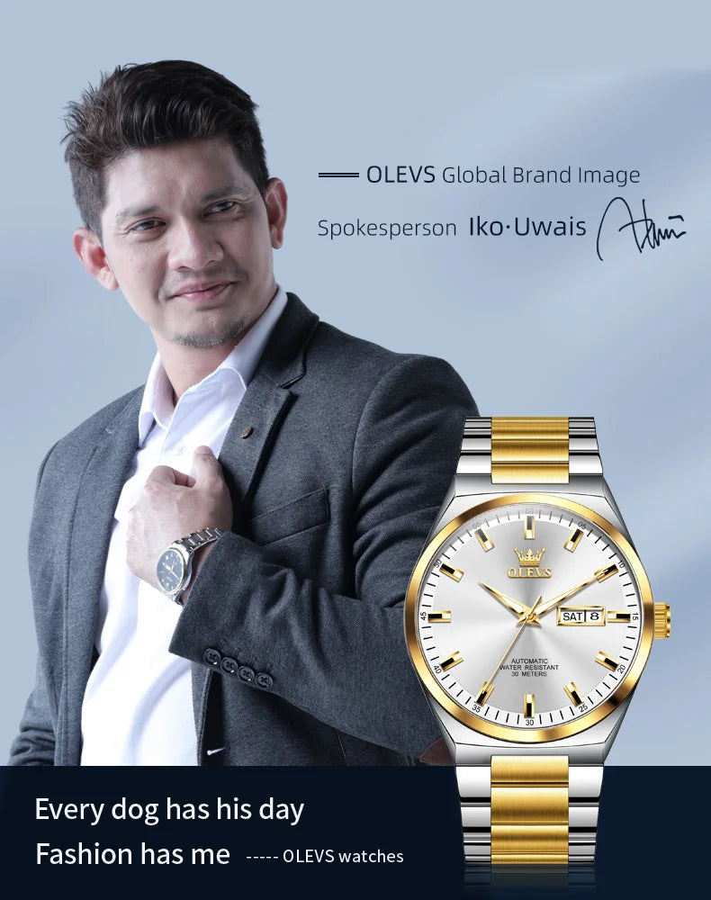 OLEVS 9907 Luxury Man Watch New Multi functional Simplicity Dual Calendar Original Full Automatic Mechanical Men's Wristwatches