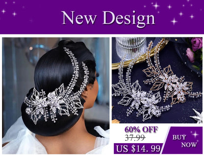 TOPQUEEN Bridal Crowns and Tiaras Woman Headgear Rhinestone Hairbands Wedding Accessories Bride Headband Headdresses HP304