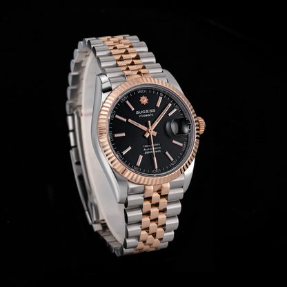 Sugess 36mm Man Watch Automatic ST2130 Movement Retro Mechanical Wristwatches Sapphire Crystal RoseGold Case President Bracelet