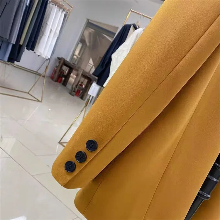 New Oversize Blazer Women Elegant Office Ladies Long Sleeve Tops Double Breasted Blazer Mujer Spring Casual Suit Jackets Femme