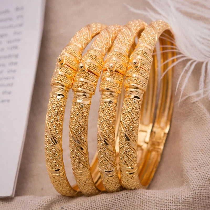 Moroccan Gold Color Bangles  For Women Men Arabic Ethnic Wedding Little Bit Bracelet Jewelry Dubai Bangles Family Gift