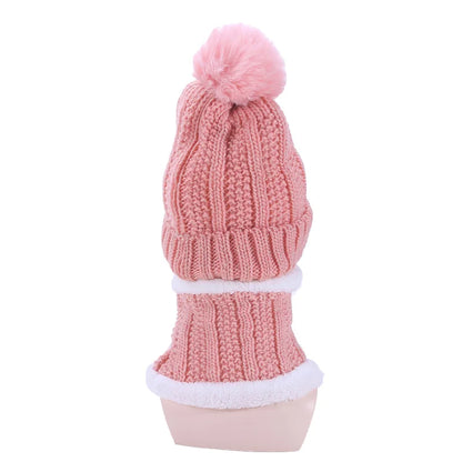 Warm Winter Skullies Beanies Knitted Hat Women Brand High Quality Winter Women Ball Ski Wool Fur Hat Pompoms Hats Knitted Scarf