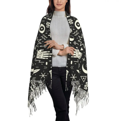 Printed The Major Arcana Of Tarot Vintage Patchwork Scarf Men Women Winter Fall Warm Scarves Occult Witch Spiritual Shawl Wrap