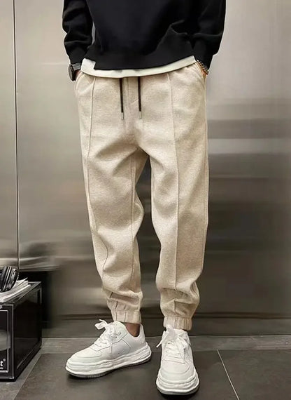 2024 Spring Autumn Men Casual Pants Solid Color Male Loose Drawstring Sweatpants Elastic Waist Gym Training Jogging Trousers