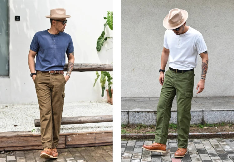 Sauce Zhan Mans Pants Aviators's Trousers Cargo Pants Baker Pants Satin Cotton Regular Fit