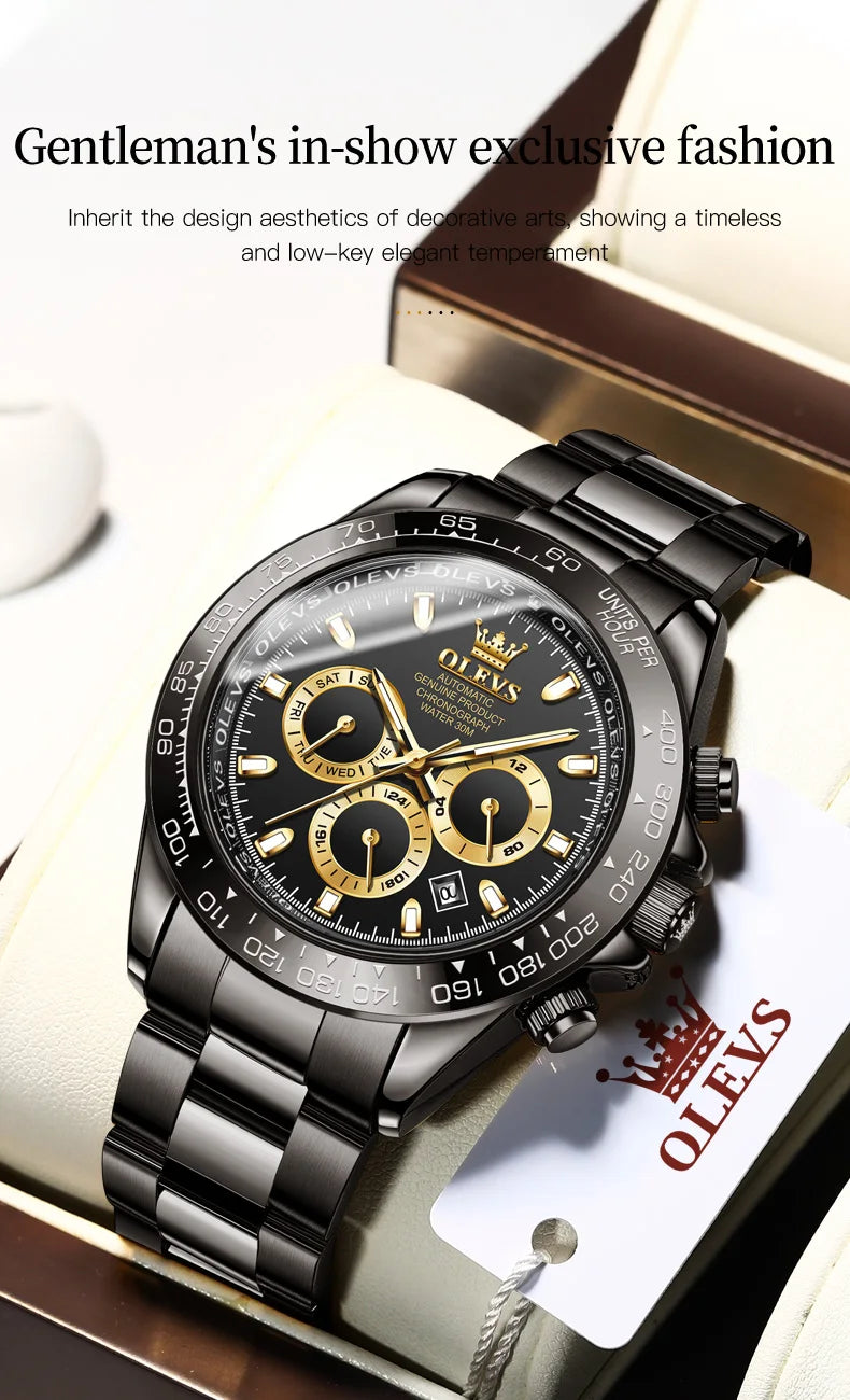 OLEVS 6638 Man Watch Automatic Watch for Men Multifunction Waterproof Luminous Chronograph Calendar Luxury Mechanical Wristwatch